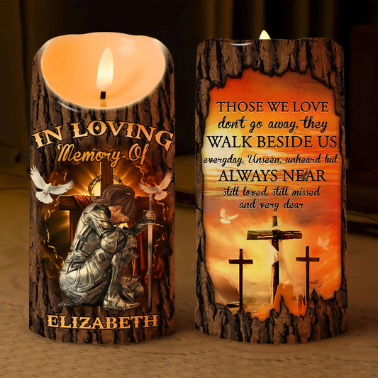 Warrior Of God, Those We Love Don't Go Away - Personalized Memorial Led Candle