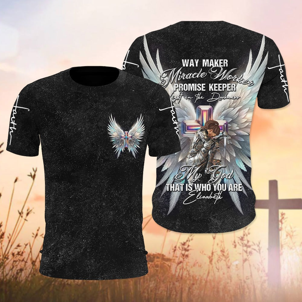 Warrior Of God, Way Maker Miracle Worker Promise Keeper-Personalized 3D All Over Print T-Shirt And Hoodie