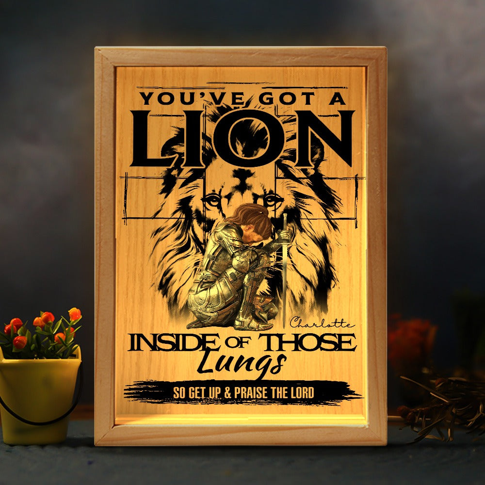 Warrior Of God, You've Got A Lion Inside Of Those Lungs - Personalized Christian Frame Light Box