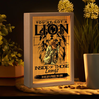 Warrior Of God, You've Got A Lion Inside Of Those Lungs - Personalized Christian Frame Light Box