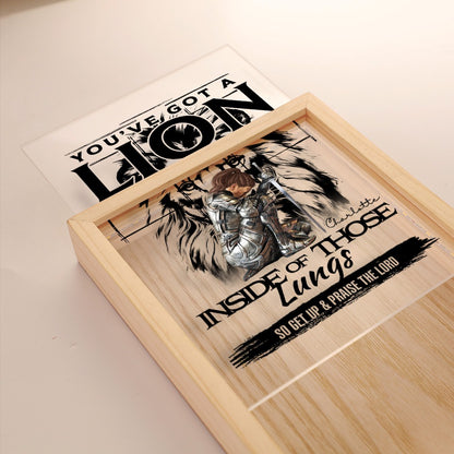 Warrior Of God, You've Got A Lion Inside Of Those Lungs - Personalized Christian Frame Light Box