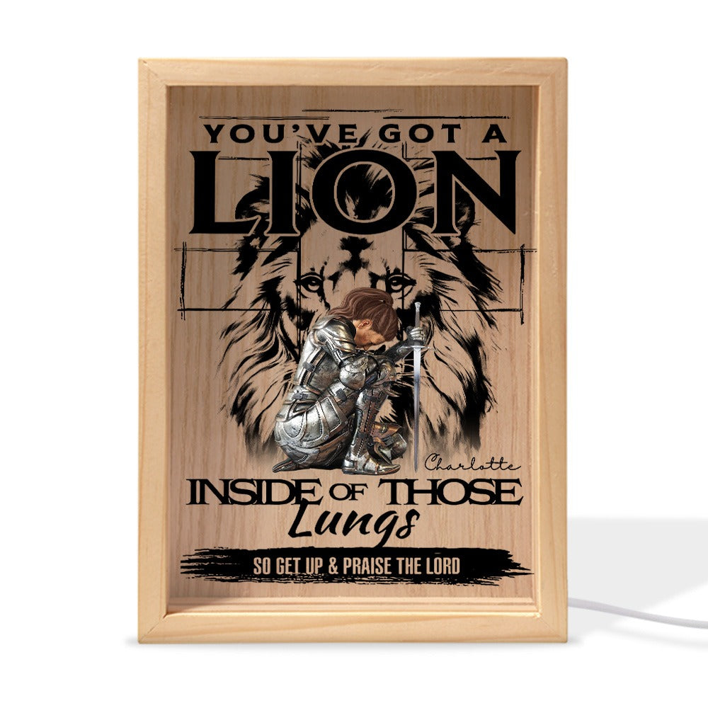 Warrior Of God, You've Got A Lion Inside Of Those Lungs - Personalized Christian Frame Light Box