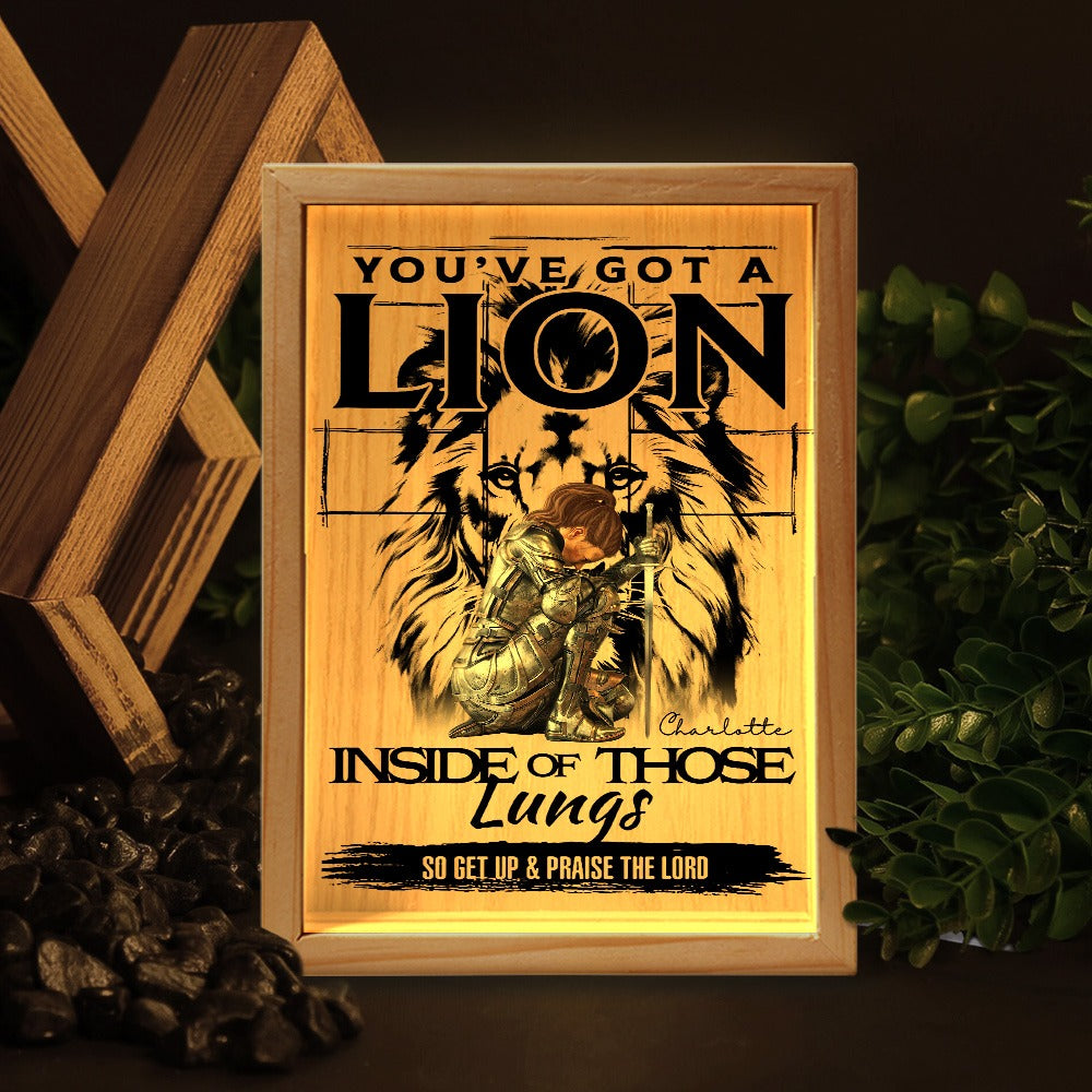 Warrior Of God, You've Got A Lion Inside Of Those Lungs - Personalized Christian Frame Light Box