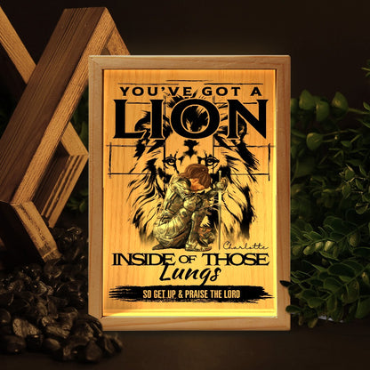 Warrior Of God, You've Got A Lion Inside Of Those Lungs - Personalized Christian Frame Light Box