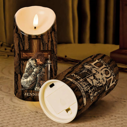 Warrior Of God, You've Got a Lion Inside Of Those Lungs - Personalized Warrior Led Candle