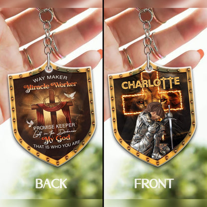 Way Maker Miracle Worker- Custom Warrior Of God- Personalized Christian Shield Acrylic Keychain