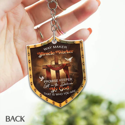 Way Maker Miracle Worker- Custom Warrior Of God- Personalized Christian Shield Acrylic Keychain