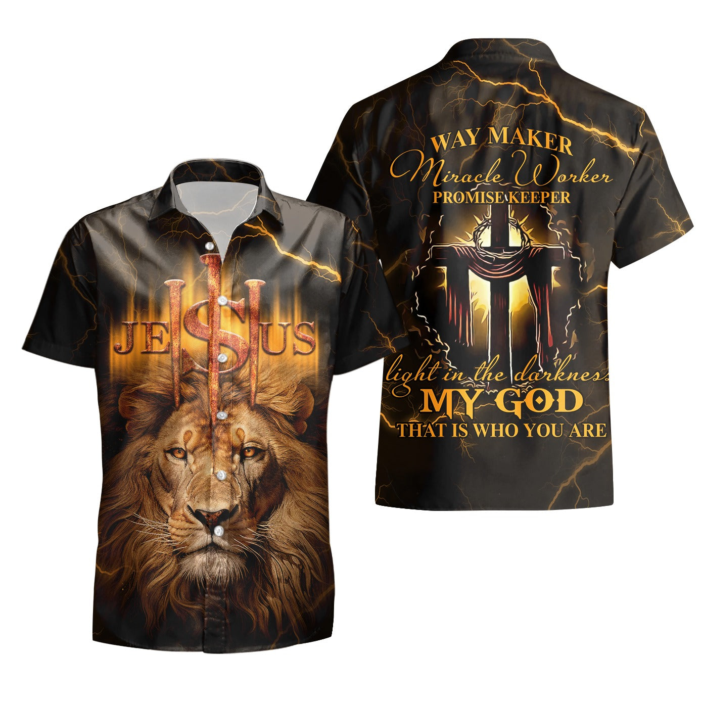 Way Maker Miracle Worker Promise Keeper Light In The Darkness Jesus And Lion Hawaiian Shirt