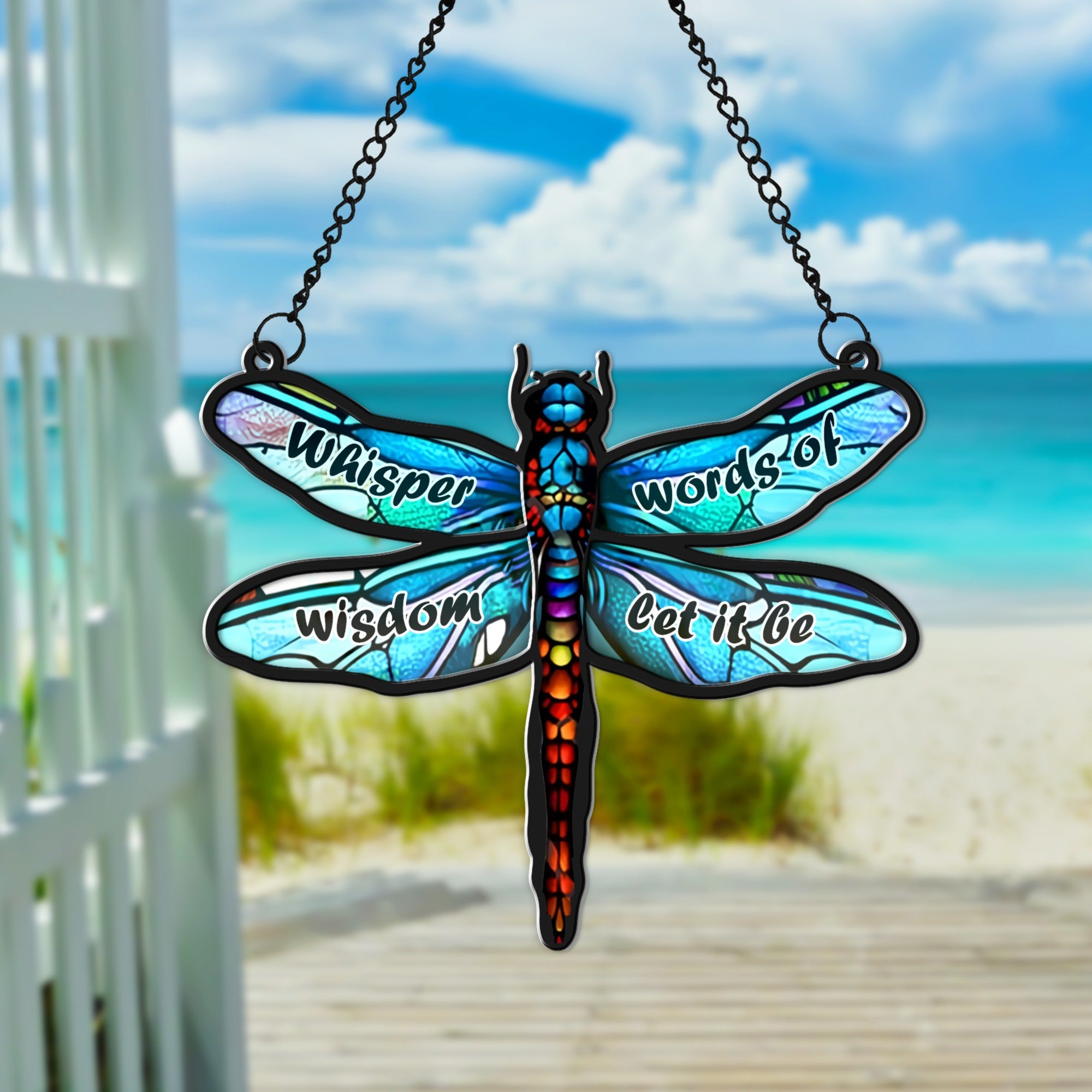 Whisper Words Of Wisdom Let It Be Dragonfly Hanging Suncatcher Ornament