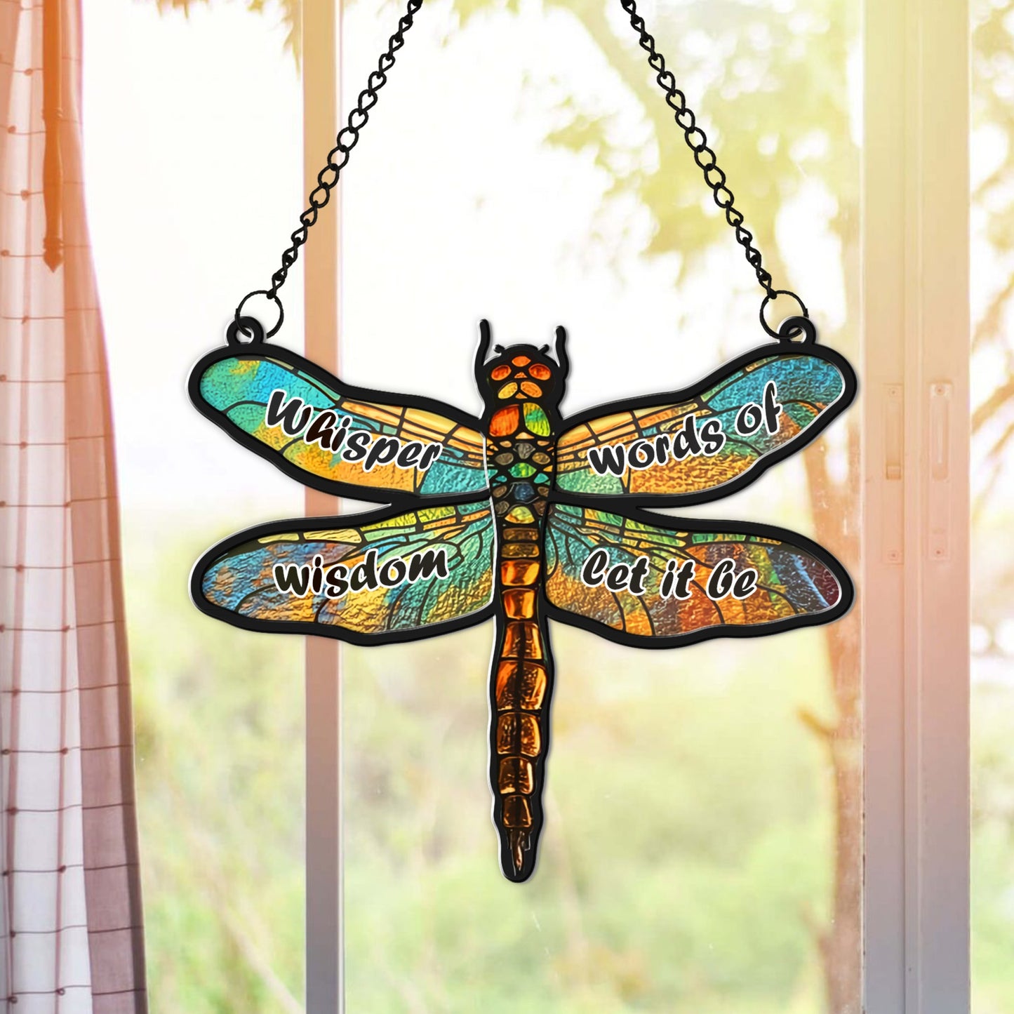 Whisper Words Of Wisdom Let It Be Dragonfly Hanging Suncatcher Ornament