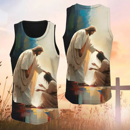 Woman Praying With Jesus - Inspirational Jesus Prayer 3D All Over Print T-Shirt And Hoodie