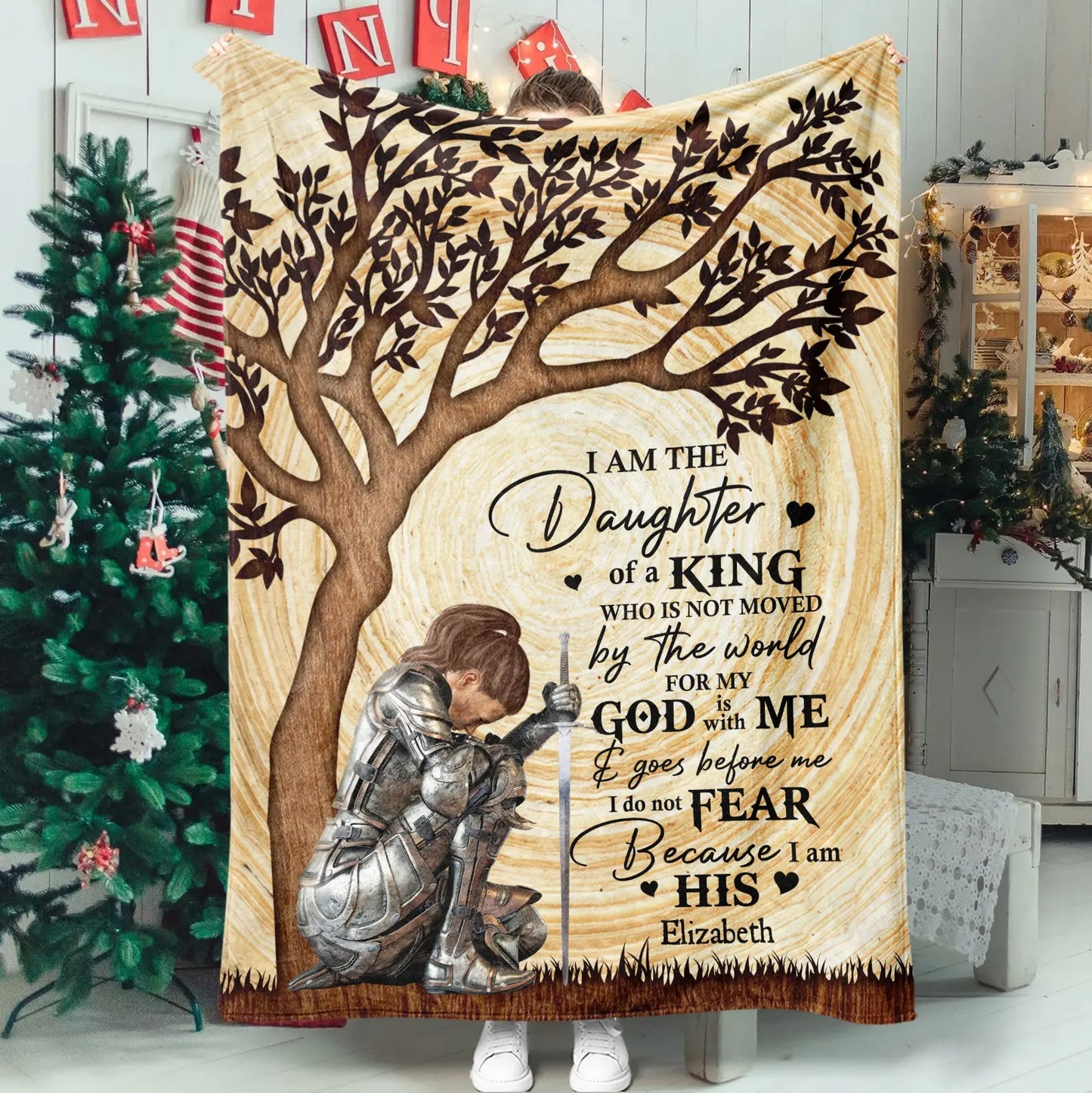 Woman Warrior Of God I Am The Daughter Of A King - Personalized Christian Blanket