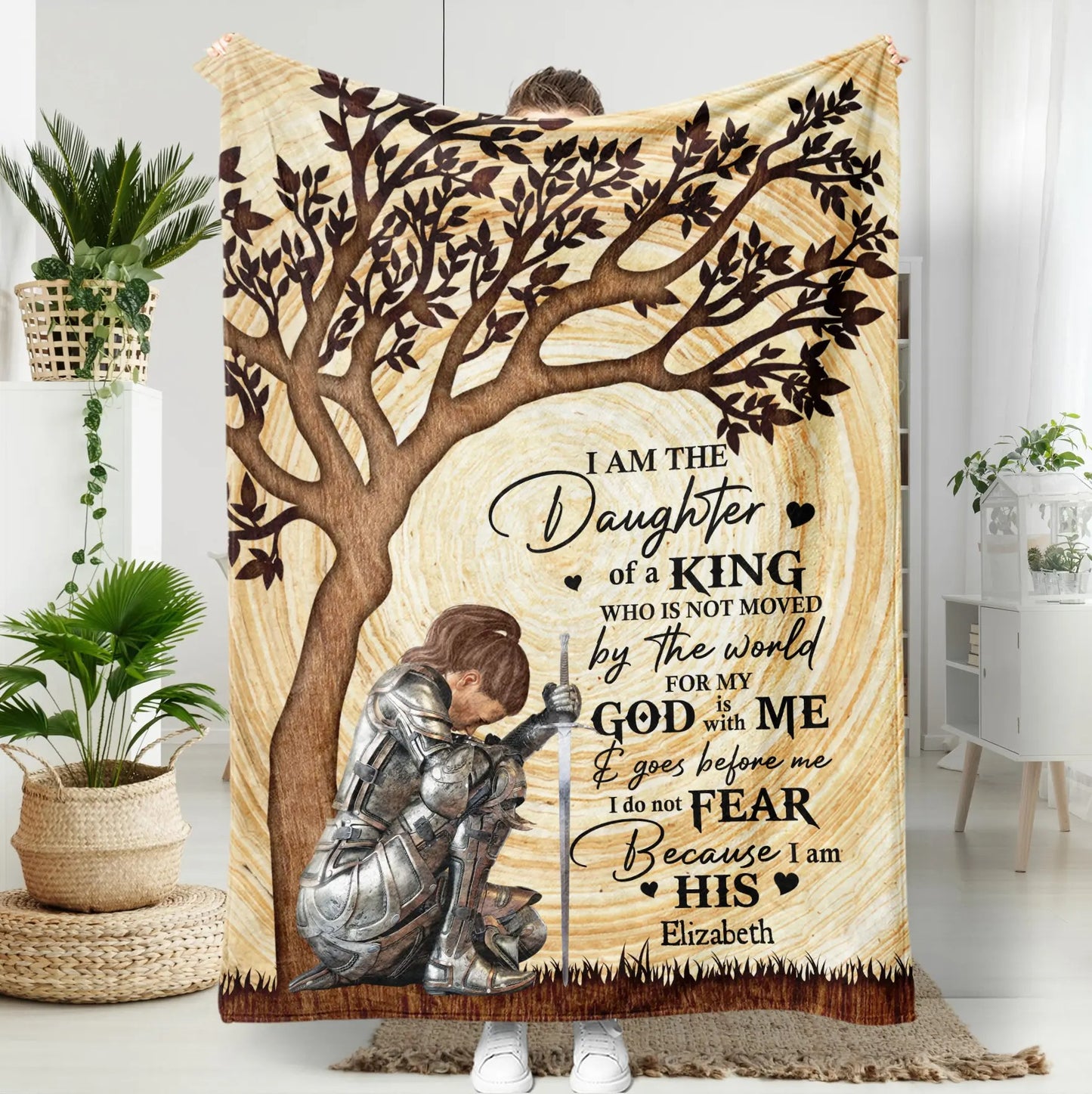 Woman Warrior Of God I Am The Daughter Of A King - Personalized Christian Blanket