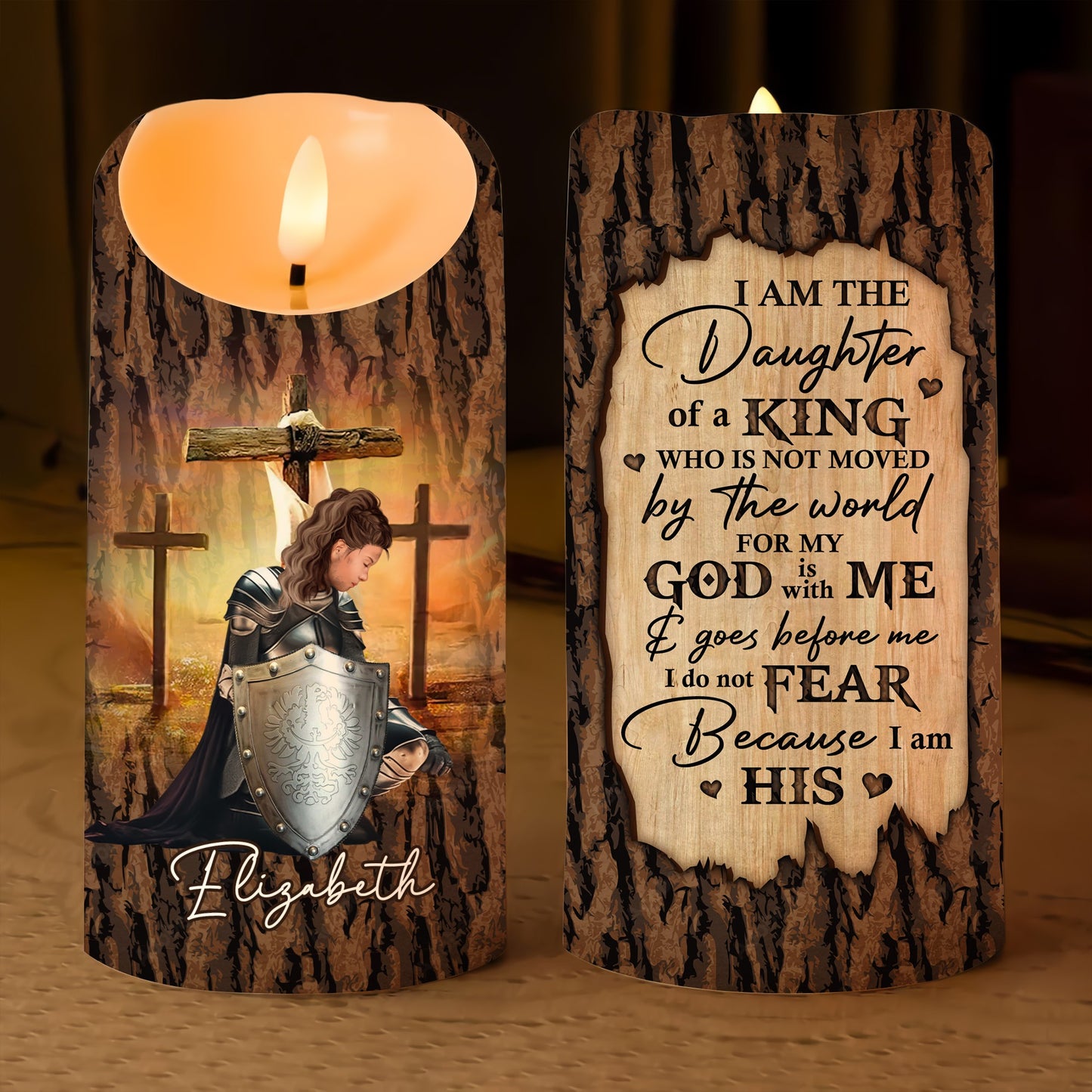 Woman Warrior Of God-I Am The Daughter Of A King-Personalized LED Candle