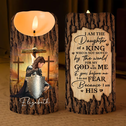 Woman Warrior Of God-I Am The Daughter Of A King-Personalized LED Candle