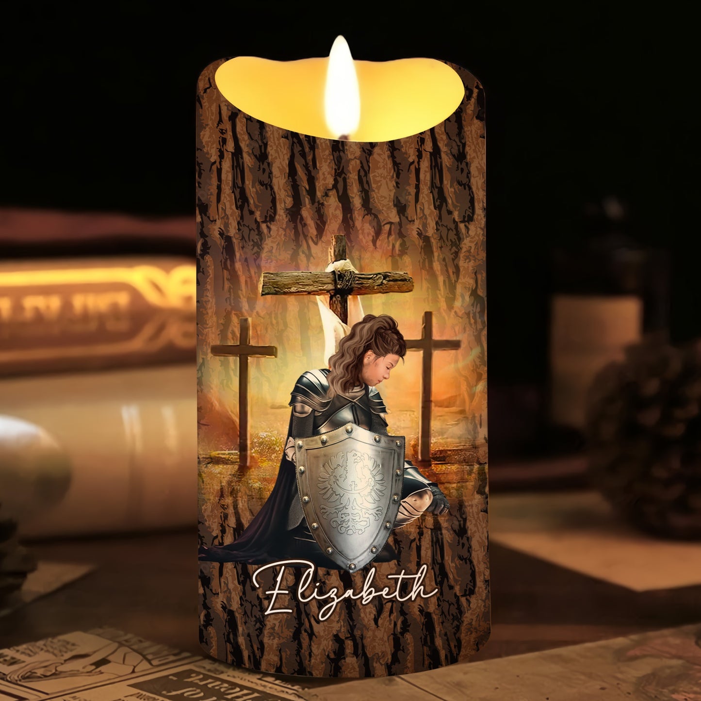 Woman Warrior Of God-I Am The Daughter Of A King-Personalized LED Candle