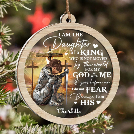 Woman Warrior Of God, I Am The Daughter Of A King - Personalized Christian 2 Layered Mix Ornament