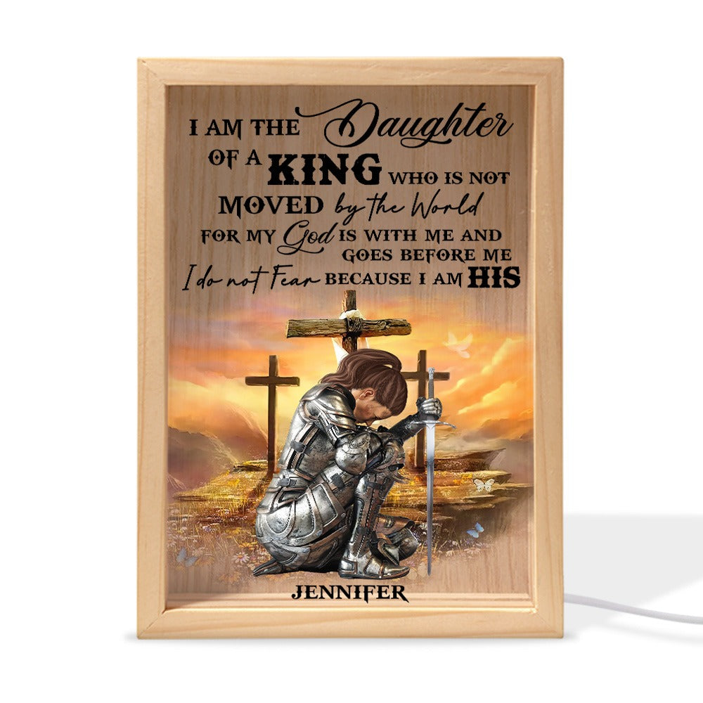 Woman Warrior Of God, I Am The Daughter Of A King - Personalized Christian Frame Light Box