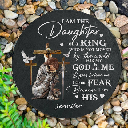 Woman Warrior Of God, I Am The Daughter Of A King - Personalized Christian Garden Stone