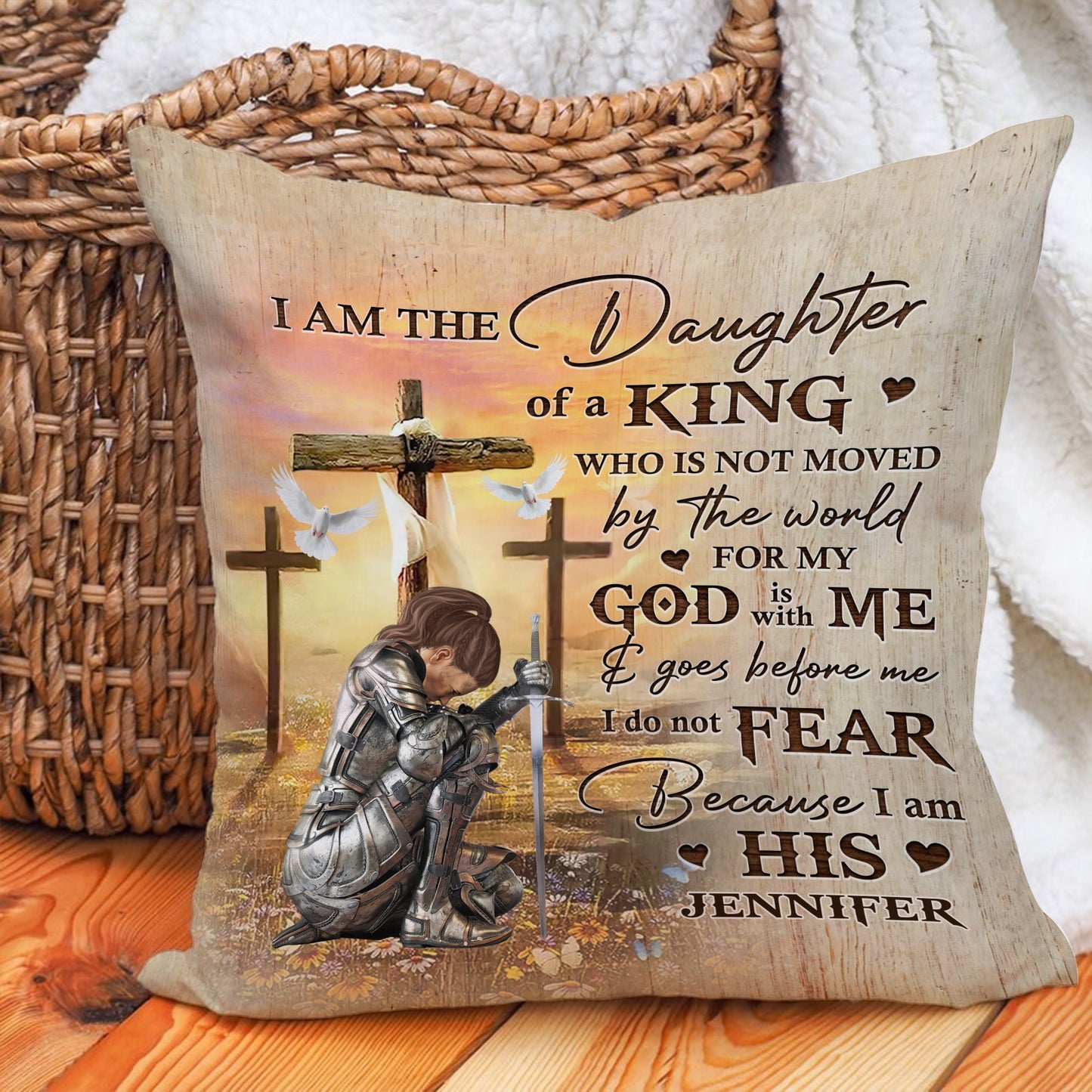 Woman Warrior Of God, I Am The Daughter Of A King - Personalized Christian Pillow