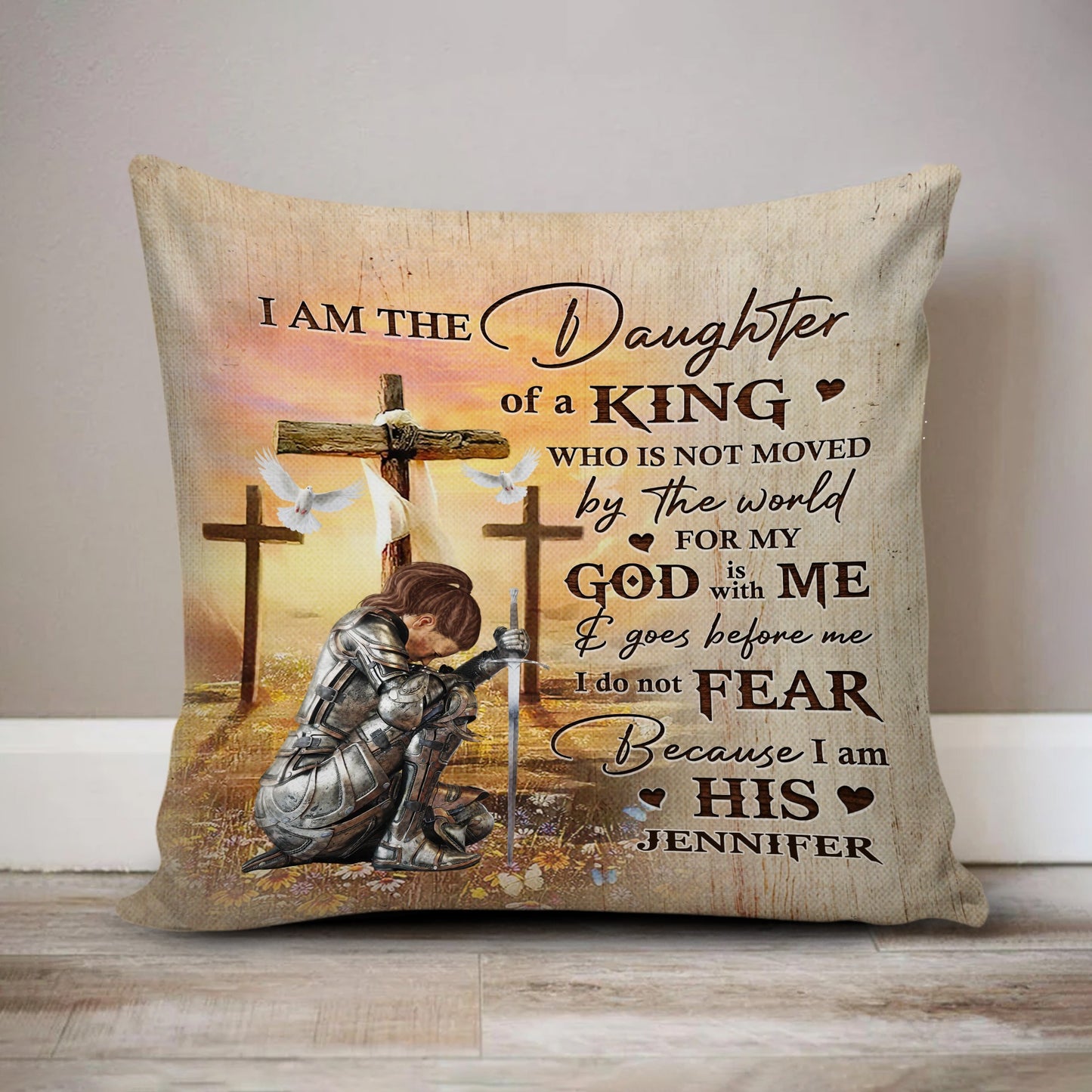 Woman Warrior Of God, I Am The Daughter Of A King - Personalized Christian Pillow