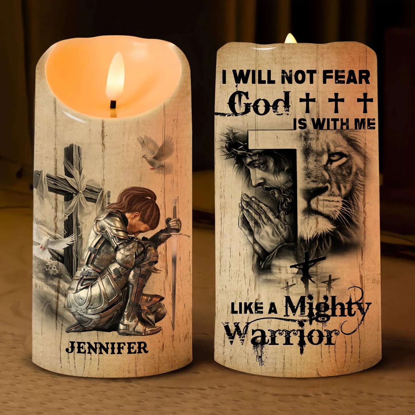 Woman Warrior Of God, I Will Not Fear God Is With Me - Personalized Christian Led Candle