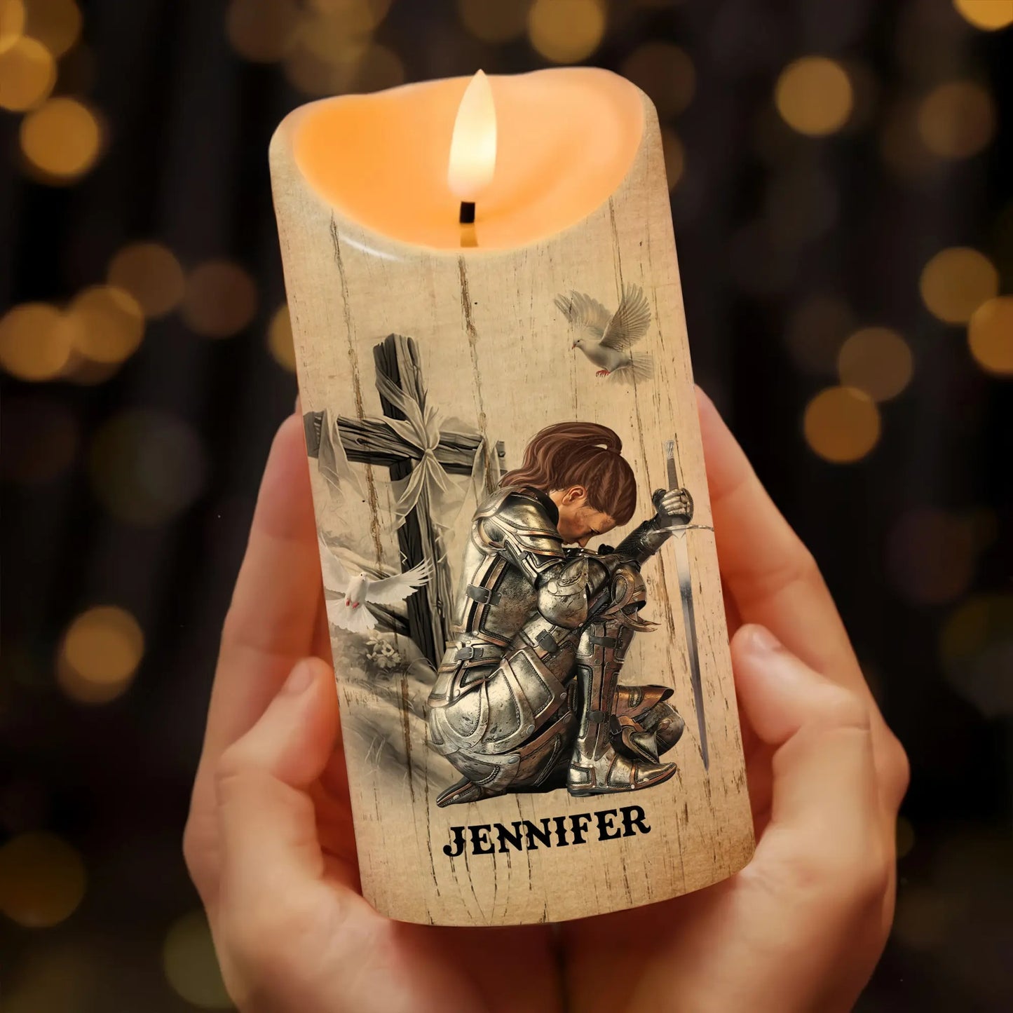 Woman Warrior Of God, I Will Not Fear God Is With Me - Personalized Christian Led Candle