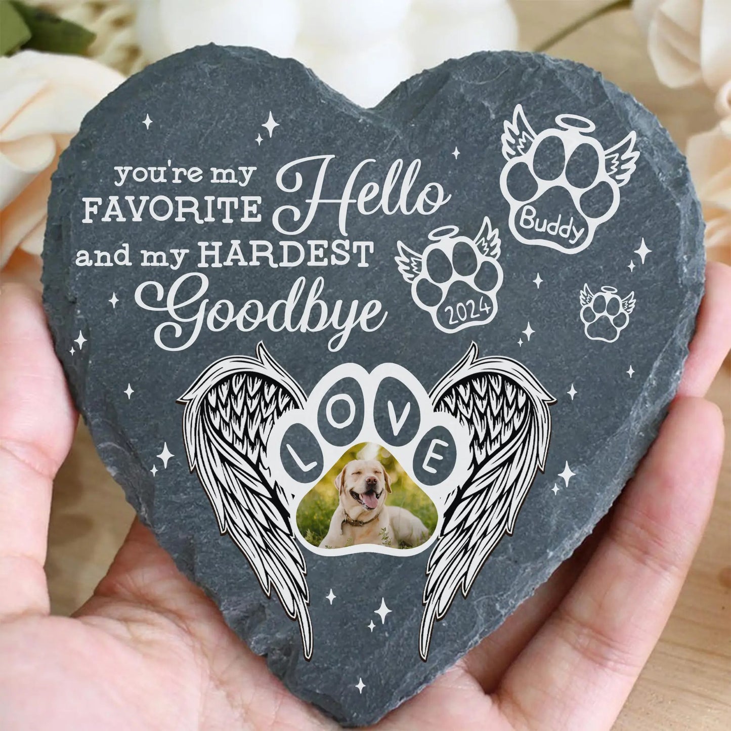 You Were My Favorite Hello And My Hardest Goodbye - Pet Memorial Photo Gifts - Personalized Sympathy Gift Garden Stone