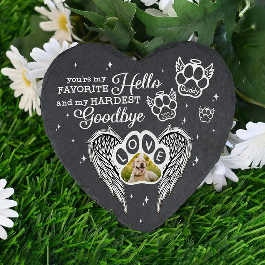 You Were My Favorite Hello And My Hardest Goodbye - Pet Memorial Photo Gifts - Personalized Sympathy Gift Garden Stone