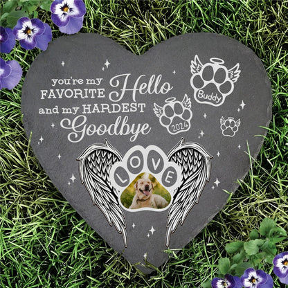 You Were My Favorite Hello And My Hardest Goodbye - Pet Memorial Photo Gifts - Personalized Sympathy Gift Garden Stone