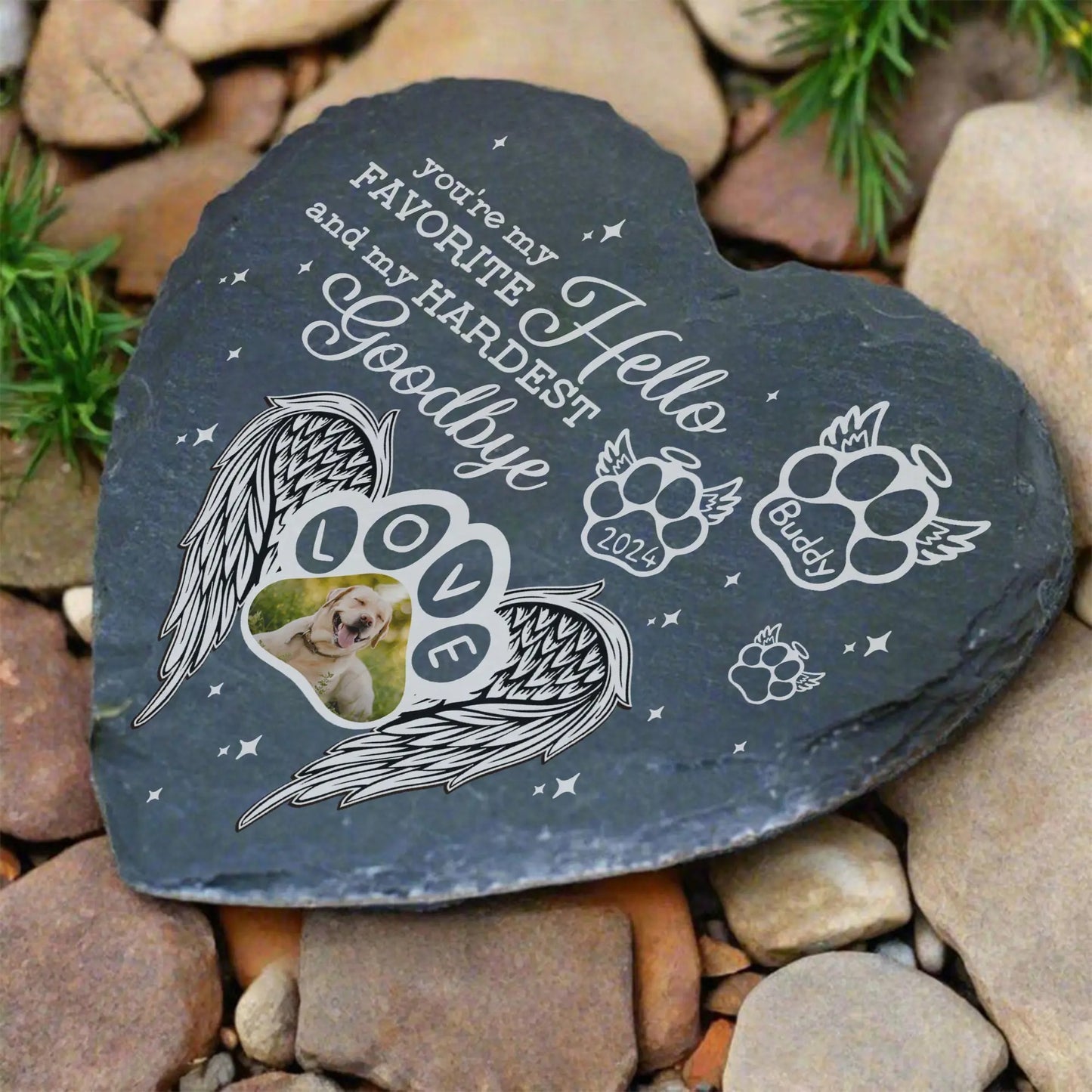 You Were My Favorite Hello And My Hardest Goodbye - Pet Memorial Photo Gifts - Personalized Sympathy Gift Garden Stone