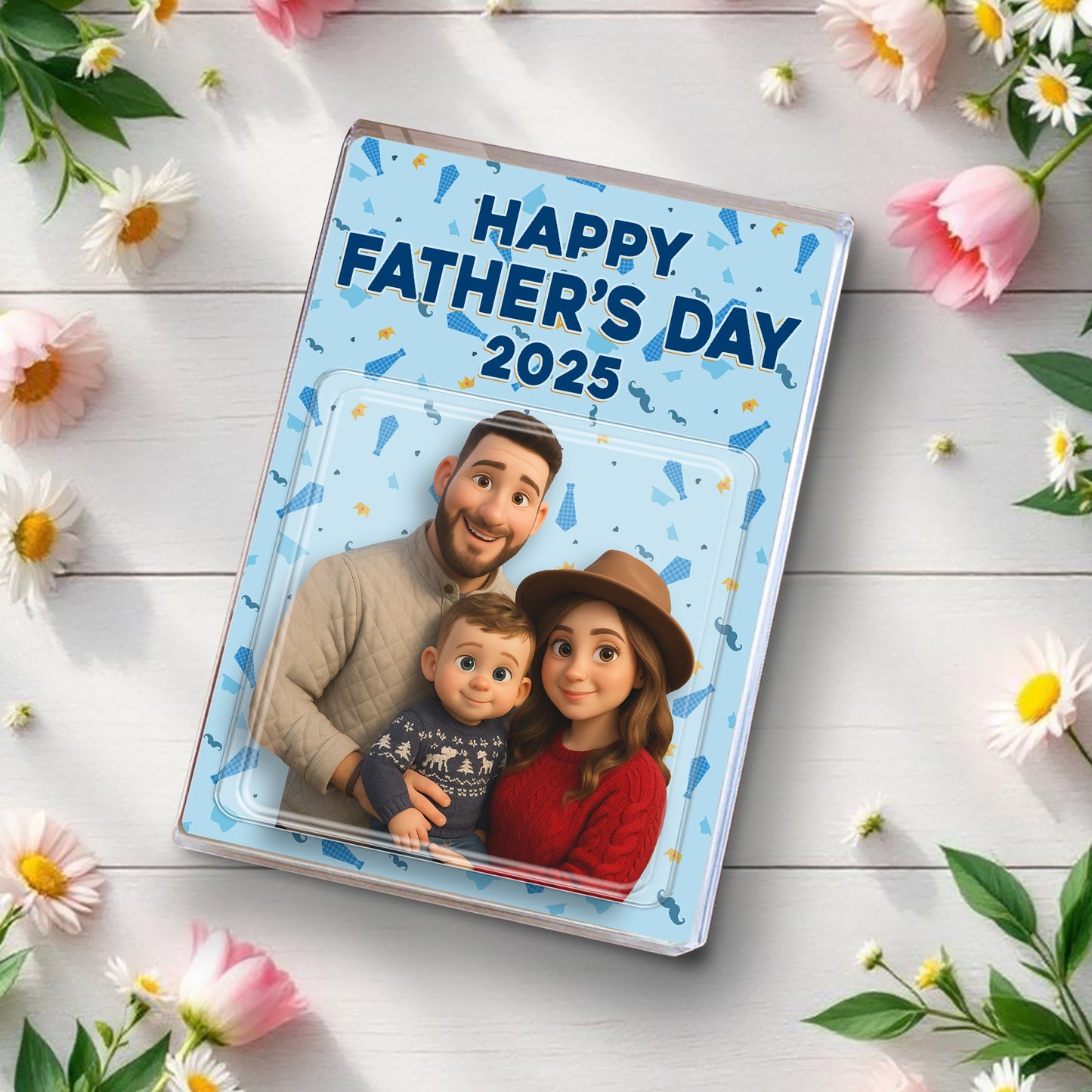 Personalized Dad And Kid Photo Action Figure, Best Dad Ever Happy Fathers Day Acrylic Block Plaque