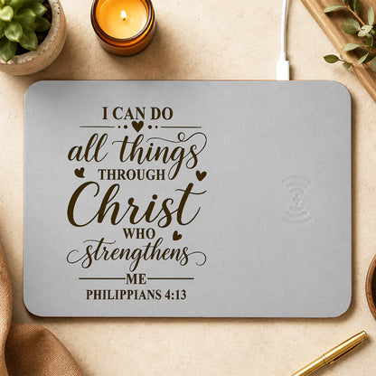 I Can Do All Things Christ Who Strengthens Me Philippians 4:13 Leather Charging Mat