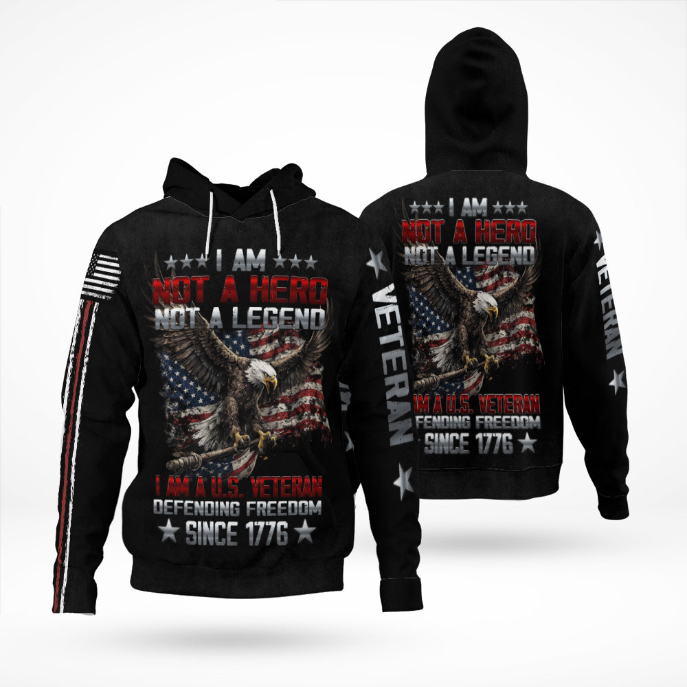 I Am A U.S. Veteran Defending Freedom Since 1776 Eagle American Flag 3D All Over Print T-Shirt And Hoodie