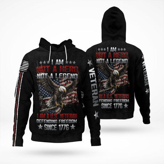 I Am A U.S. Veteran Defending Freedom Since 1776 Eagle American Flag 3D All Over Print T-Shirt And Hoodie