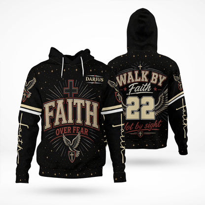 Personalized Christian Faith Over Fear Walk By Faith Not By Sight 3D All Over Print T-Shirt And Hoodie