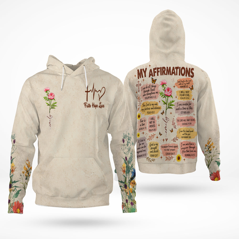 Personalized Birth Month Flower Christian Bible Verse Affirmations 3D All Over Print T-Shirt And Hoodie