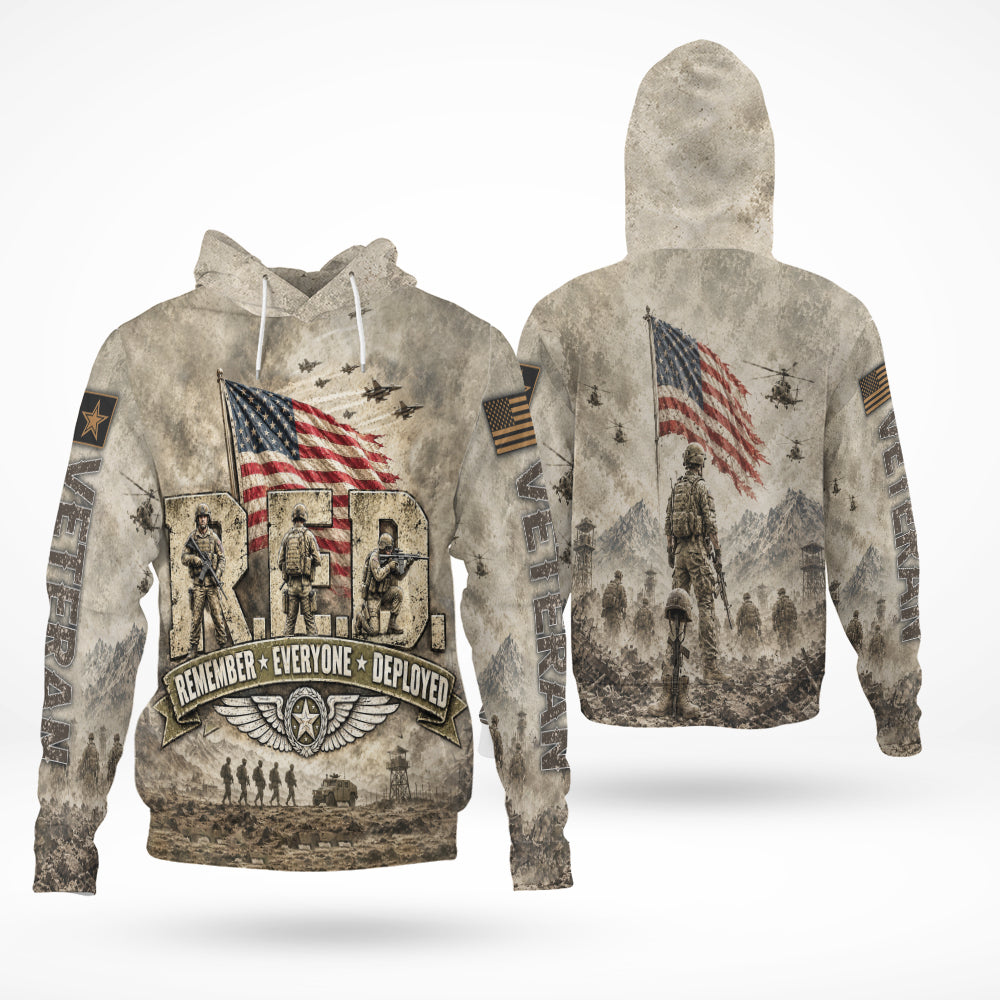 Veteran Remember Everyone Deployed Military Tribute 3D All Over Print T-Shirt And Hoodie