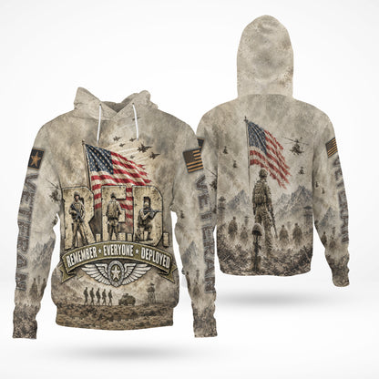 Veteran Remember Everyone Deployed Military Tribute 3D All Over Print T-Shirt And Hoodie