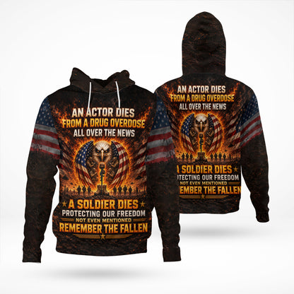 Veteran Eagle American Flag A Soldier Dies Protecting Our Freedom 3D All Over Print T-Shirt And Hoodie