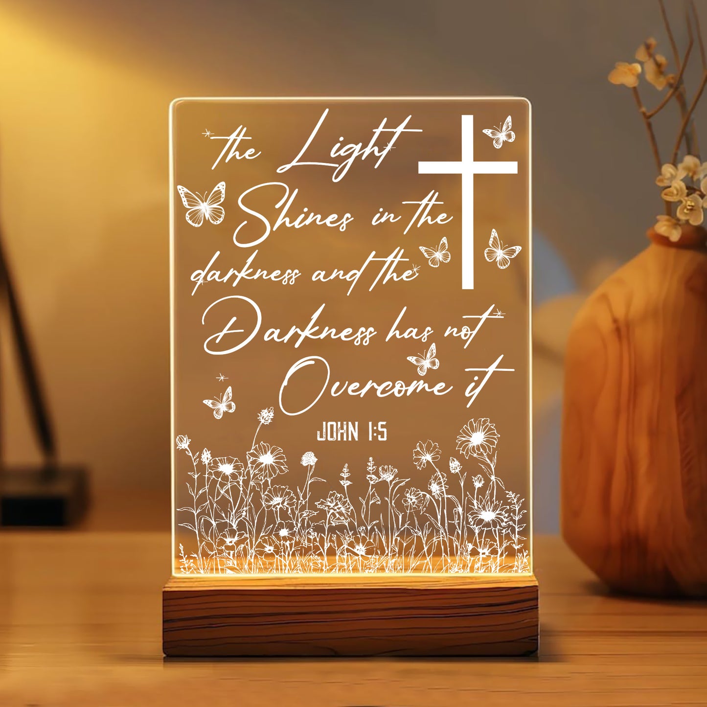 Custom Bible Verse, Faith Inspired Acrylic Light, Personalized Christian Acrylic Plaque LED Light Night