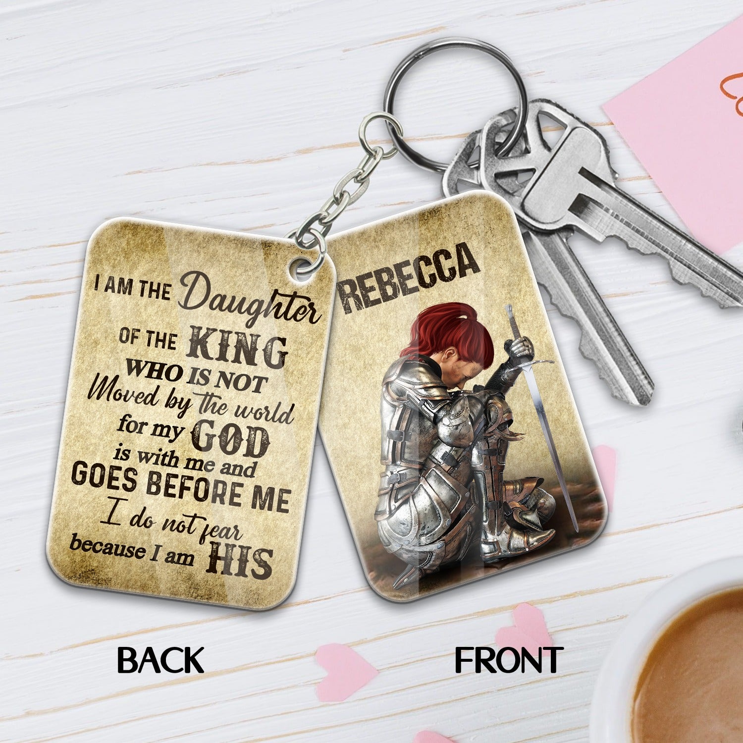 Personalized Woman Warrior Of God I Am The Daughter Of The King Do Not Fear Because I Am His Acrylic Keychain