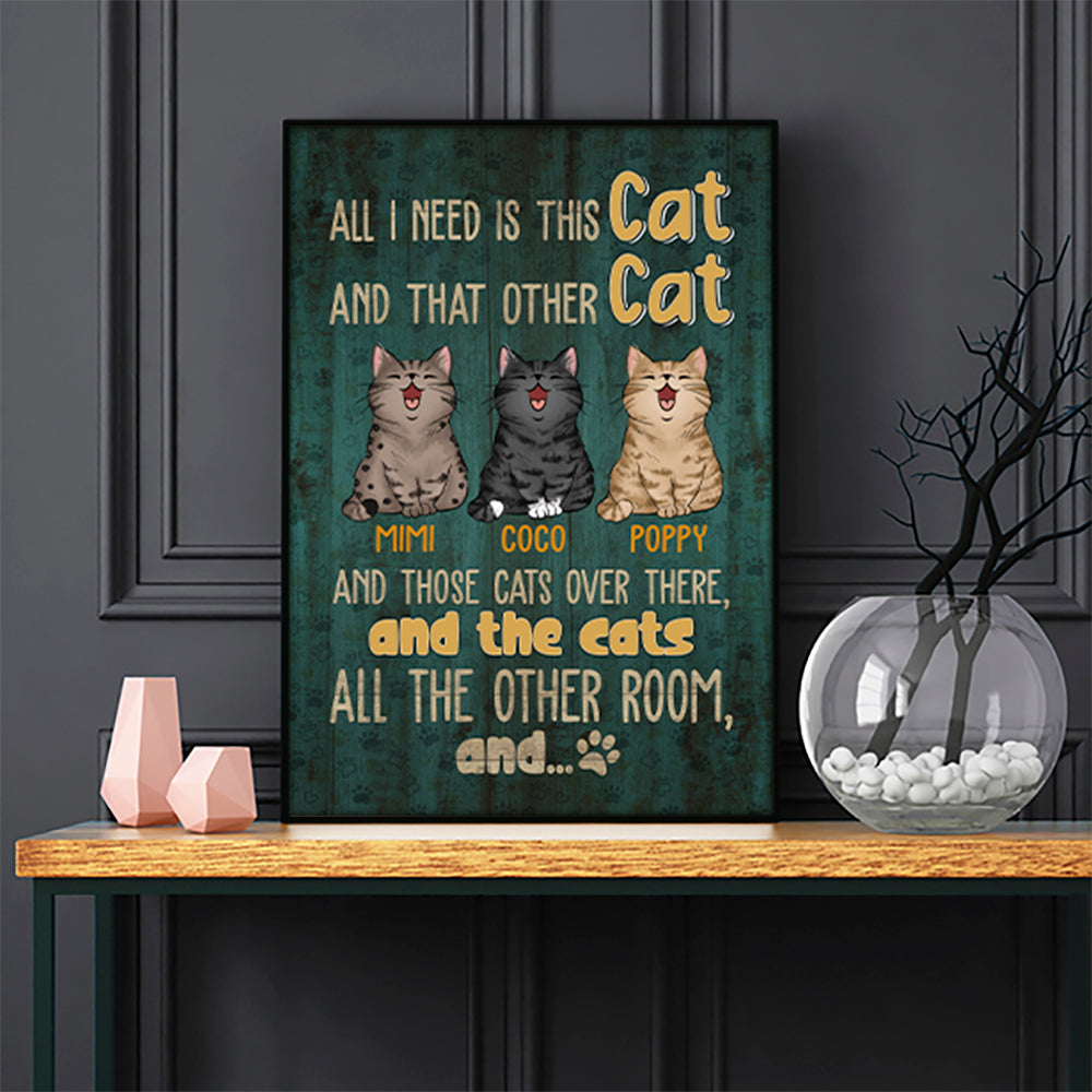 Personalized All I Need Is This Cat And That Other Cat And Those Cats Poster