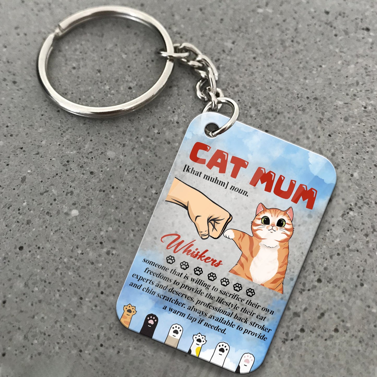 Personalized Cat Mum Noun Definition Acrylic Keychain