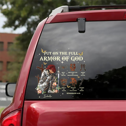 Personalized Woman Warrior Of God Put On The Full Armor of God Ephesians 6-10 Sticker Decal