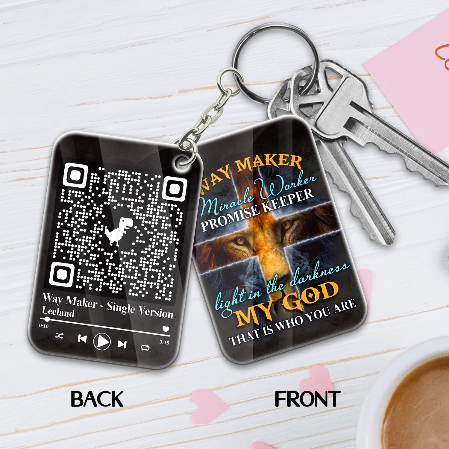 Way Maker Miracle Worker Promise Keeper Light In The Darkness My God Song Scannable QR Code Acrylic Keychain