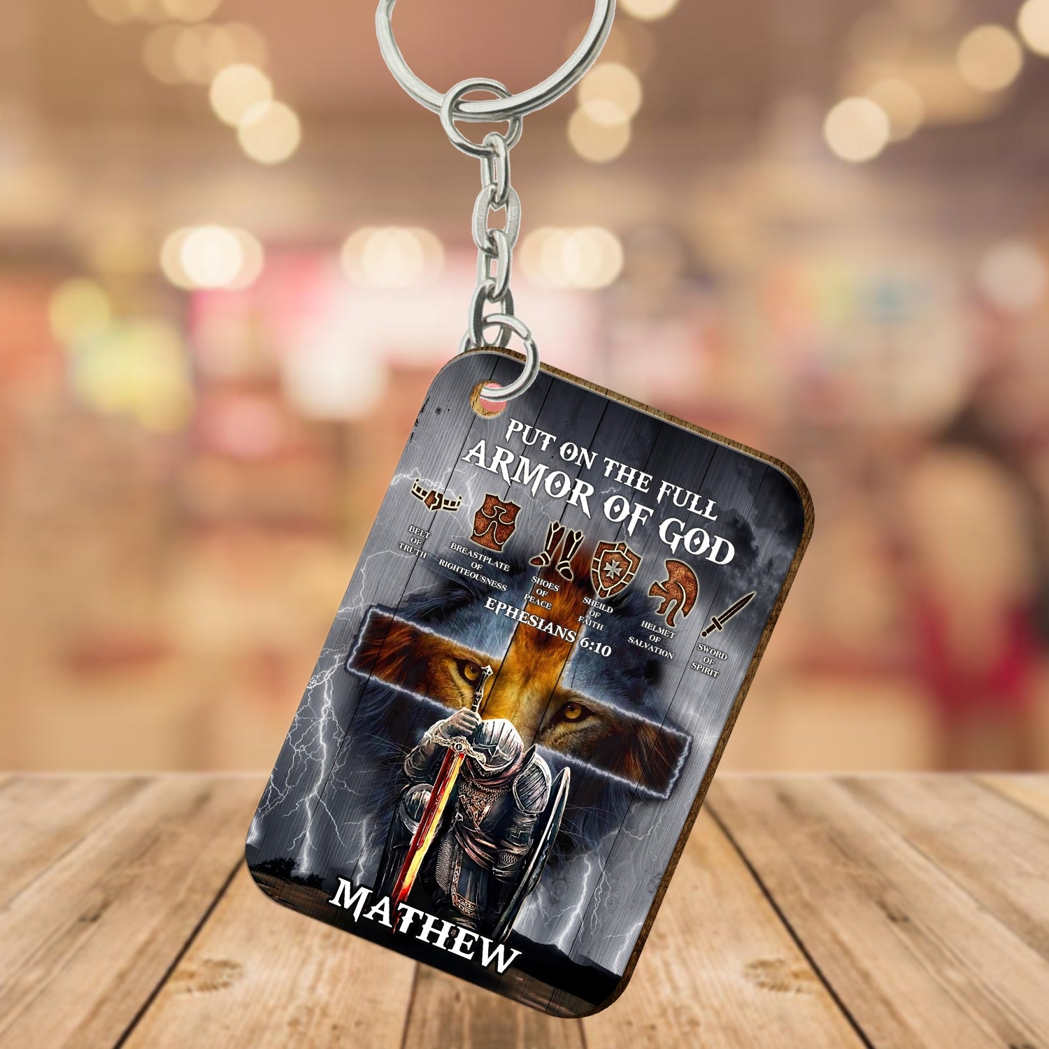 Personalized Man Warrior Of God Put On The Full Armor of God Ephesians 6 10 Wooden Keychain Christian Keychain Man Warrior KeyChain Warrior Of Christ ull armor of god armor of god prayer