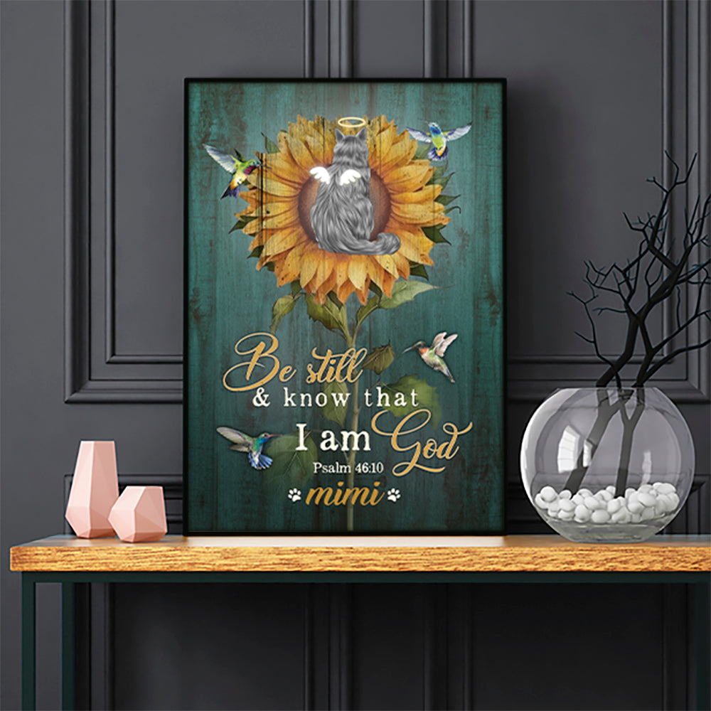 Personalized Cat Be Still And Know That I Am God Psalm 46-10 Poster Canvas