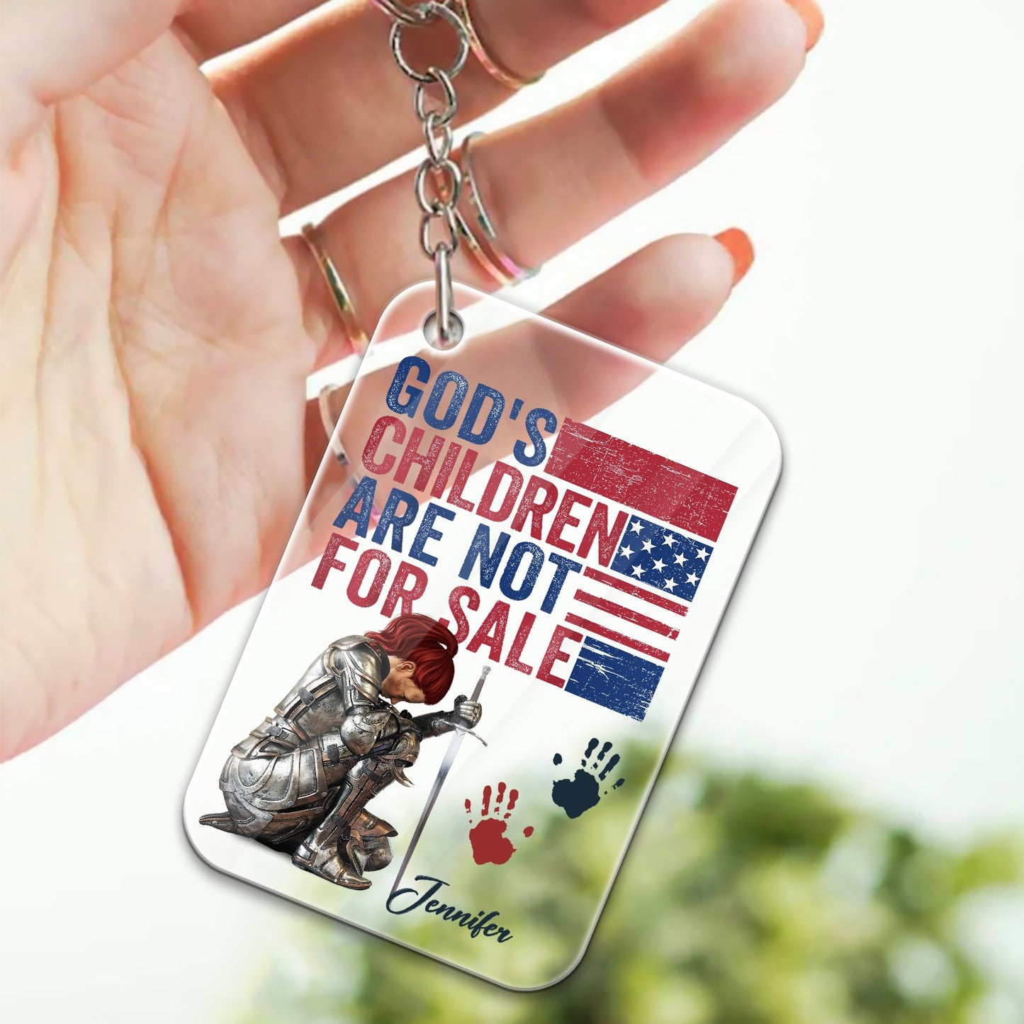 Personalized Woman Warrior God's Children Are Not For Sale Acrylic Keychain