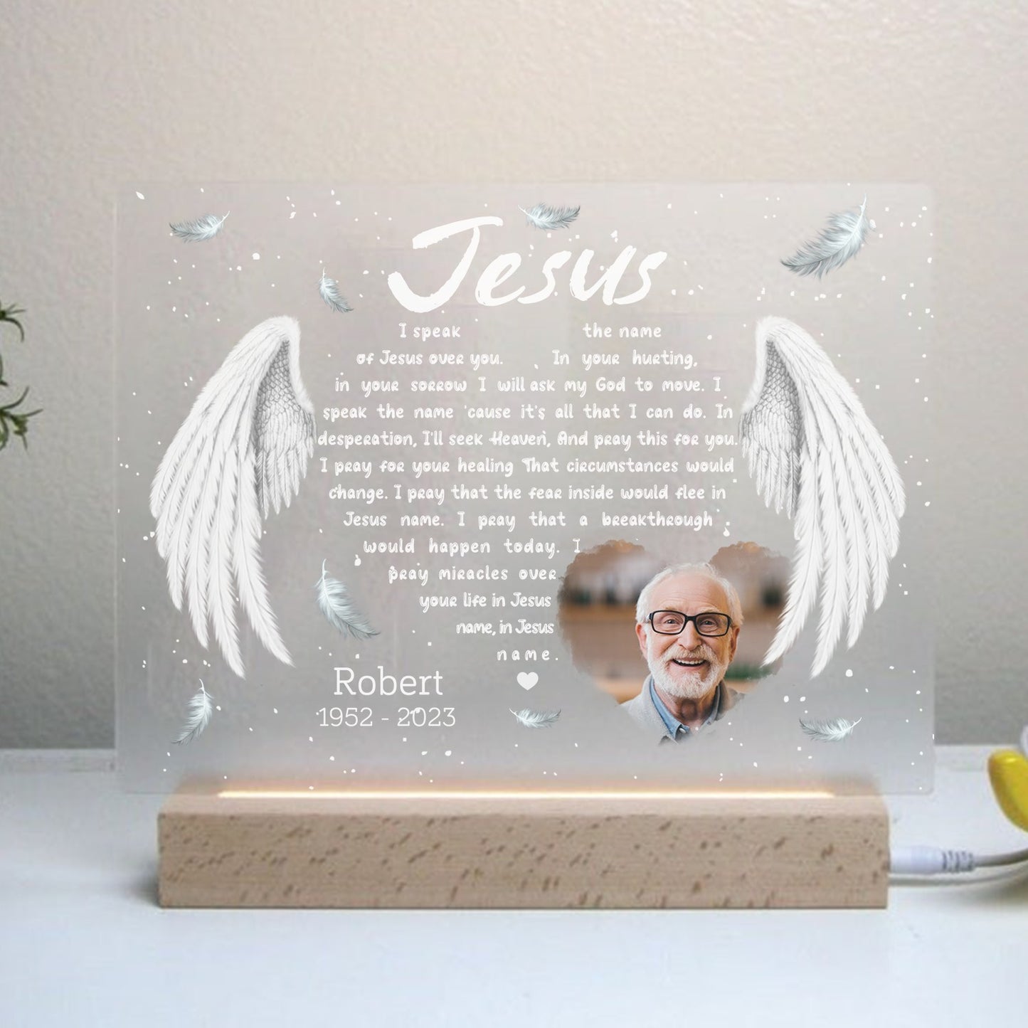 Personalized I Speak the Name of Jesus Over You Acrylic LED Light Night